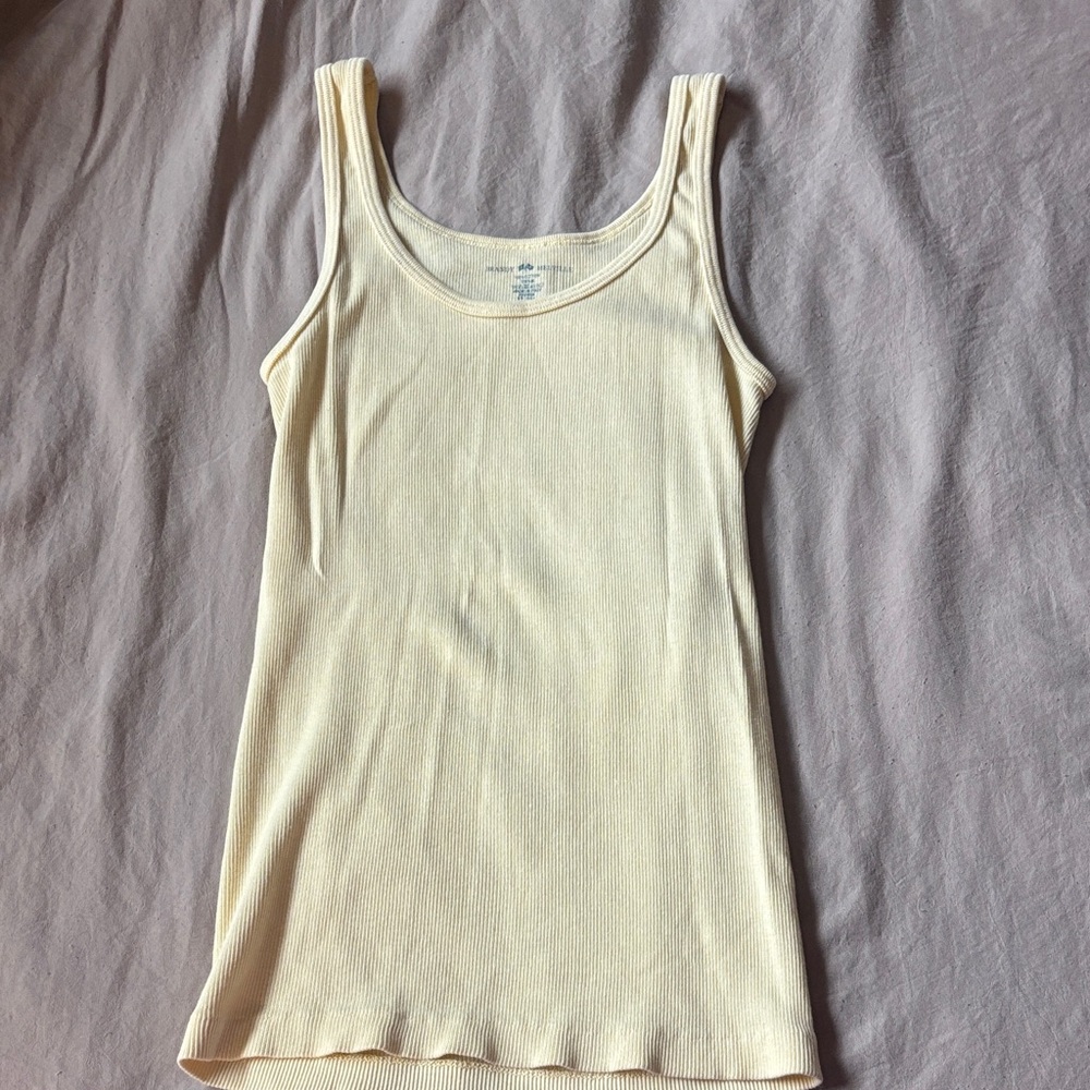 Brandy Melville Cream Ribbed Tank Top